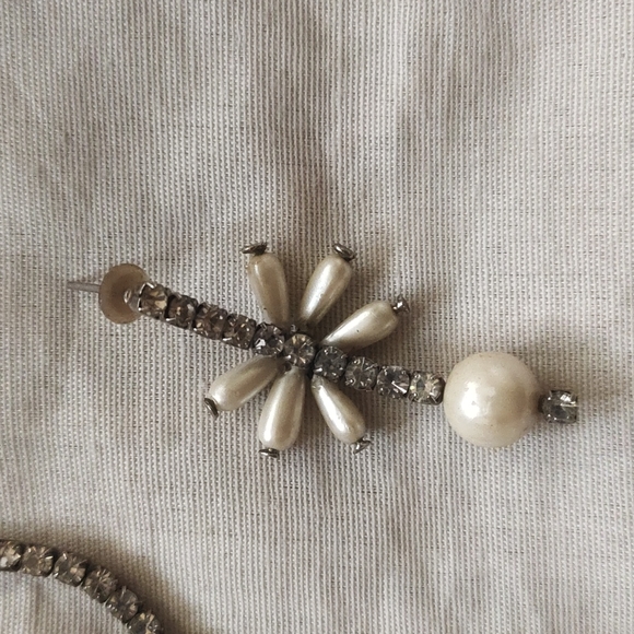 Teardrop pearl and diamond necklace set - Picture 4 of 6